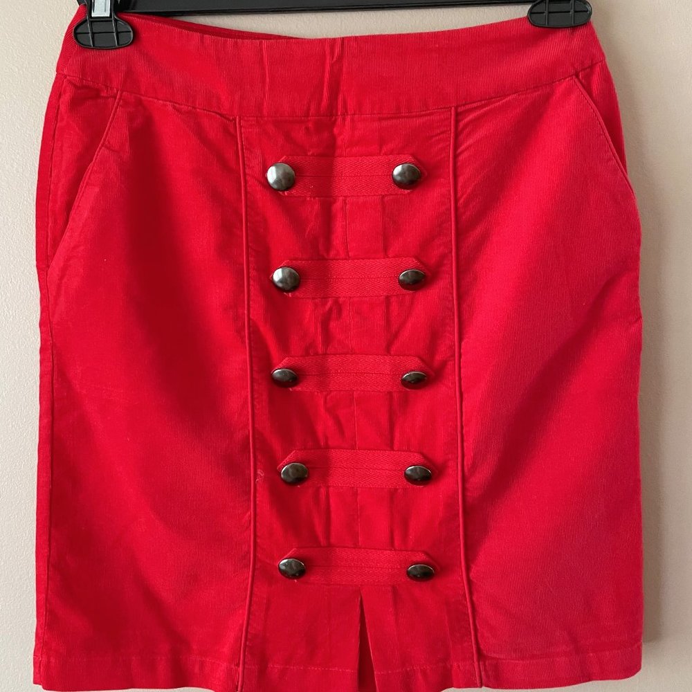Anthropologie Brigadier Skirt Size 0, Red Corduroy Pencil By Odille NWT - Picture 6 of 7